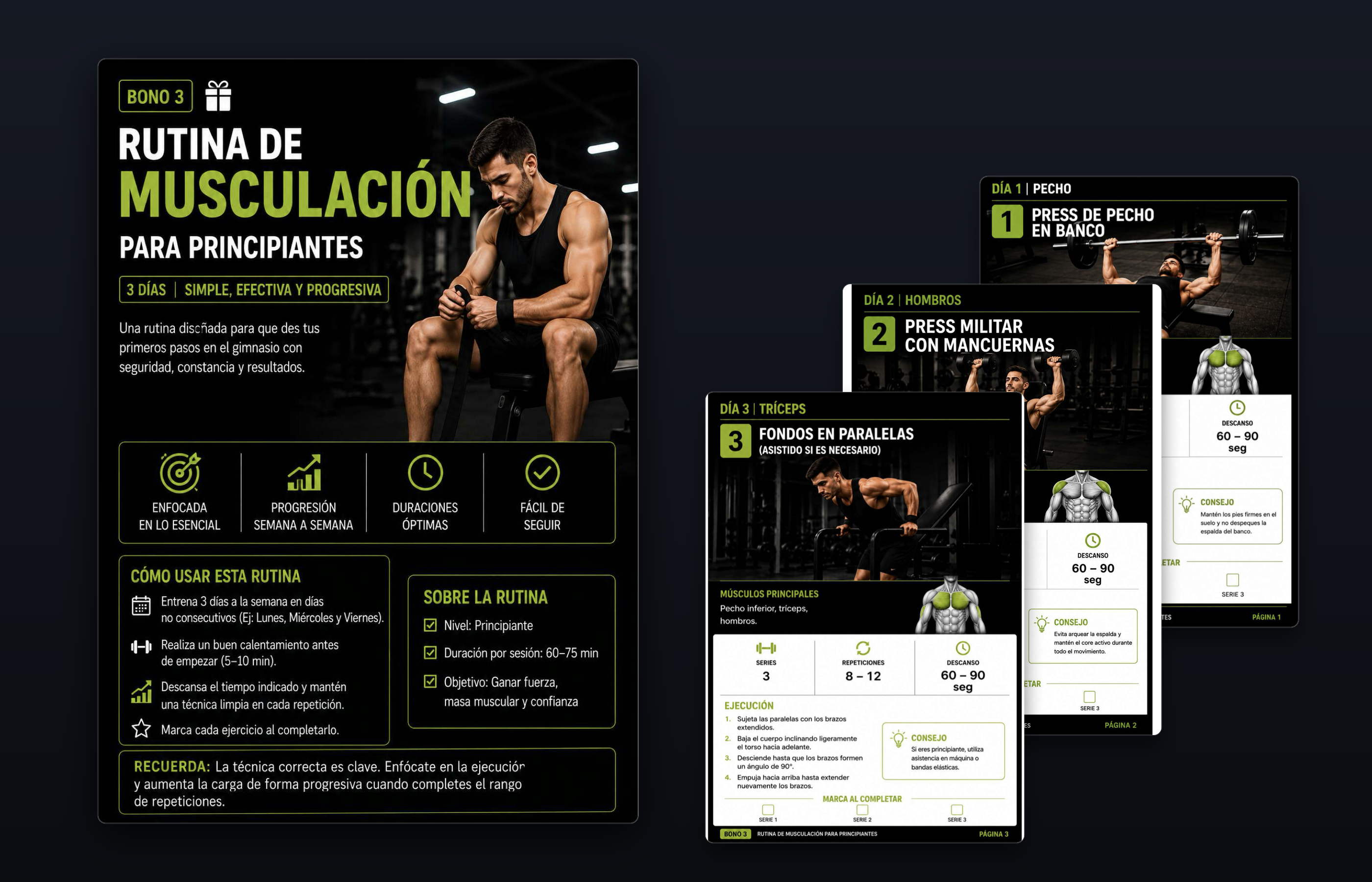 Bono 3 Rutinas de Musculación para Principiantes